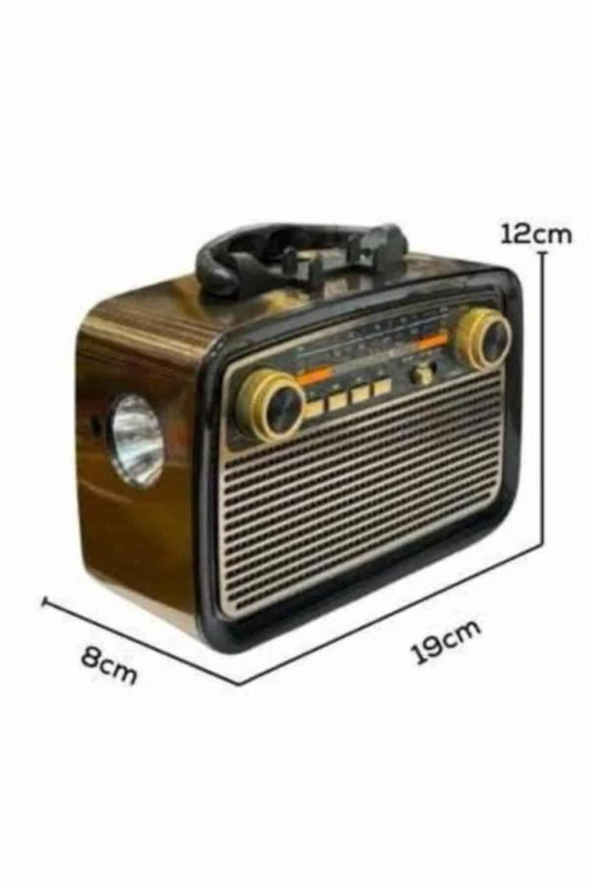 Nostaljik Görünümlü Ahşap Radyo TF SD USB Girişli Led Fener Işıklı