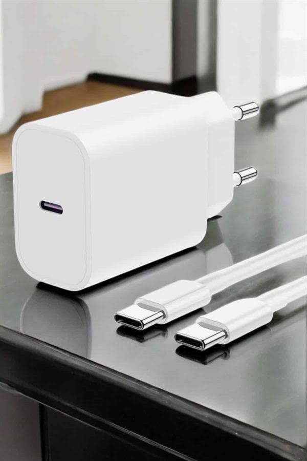 İOS Uyumlu Type-C Girişli Hızlı Şarj 15/15 Pro Max Adaptör ve Kablosu