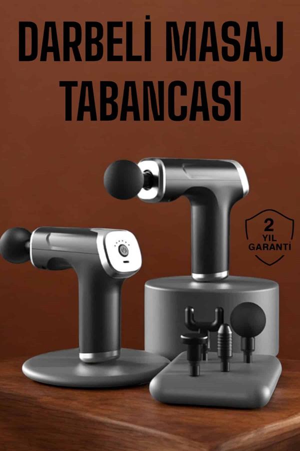 4 Başlıklı Darbeli Şarjlı Masaj Aleti Tabancası Kablosuz