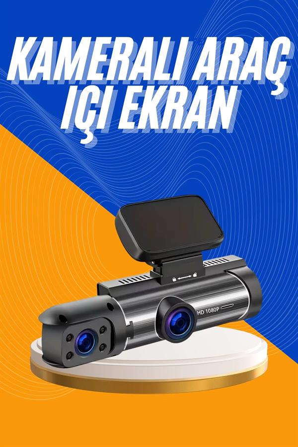 Araç Kamerası Black Box Çift Kameralı Ekranlı Full HD Sürüş Kamerası