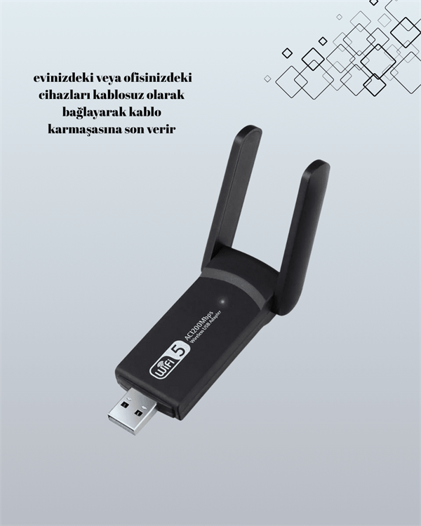 Tak-Çalıştır Özellikli Çift Bant WiFi Adaptör – 1200 Mbps
