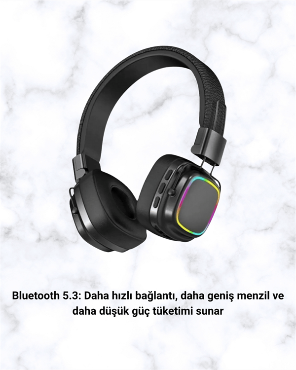 Renkli Işık Efektli Bluetooth 5.3 Müzik Kulaklığı