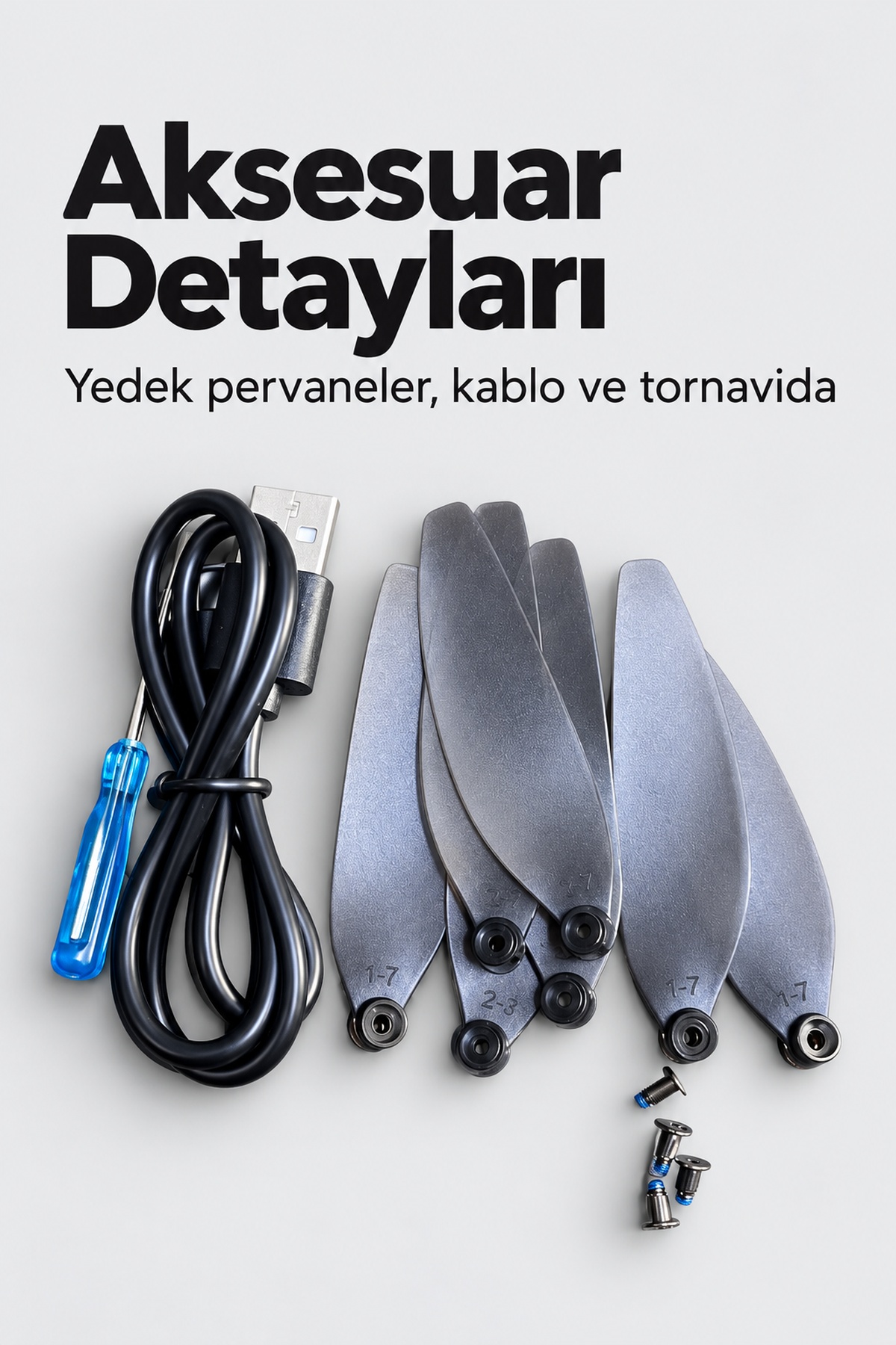 Kameralı Drone Katlanır Gövde ve Yedek Pervane Seti