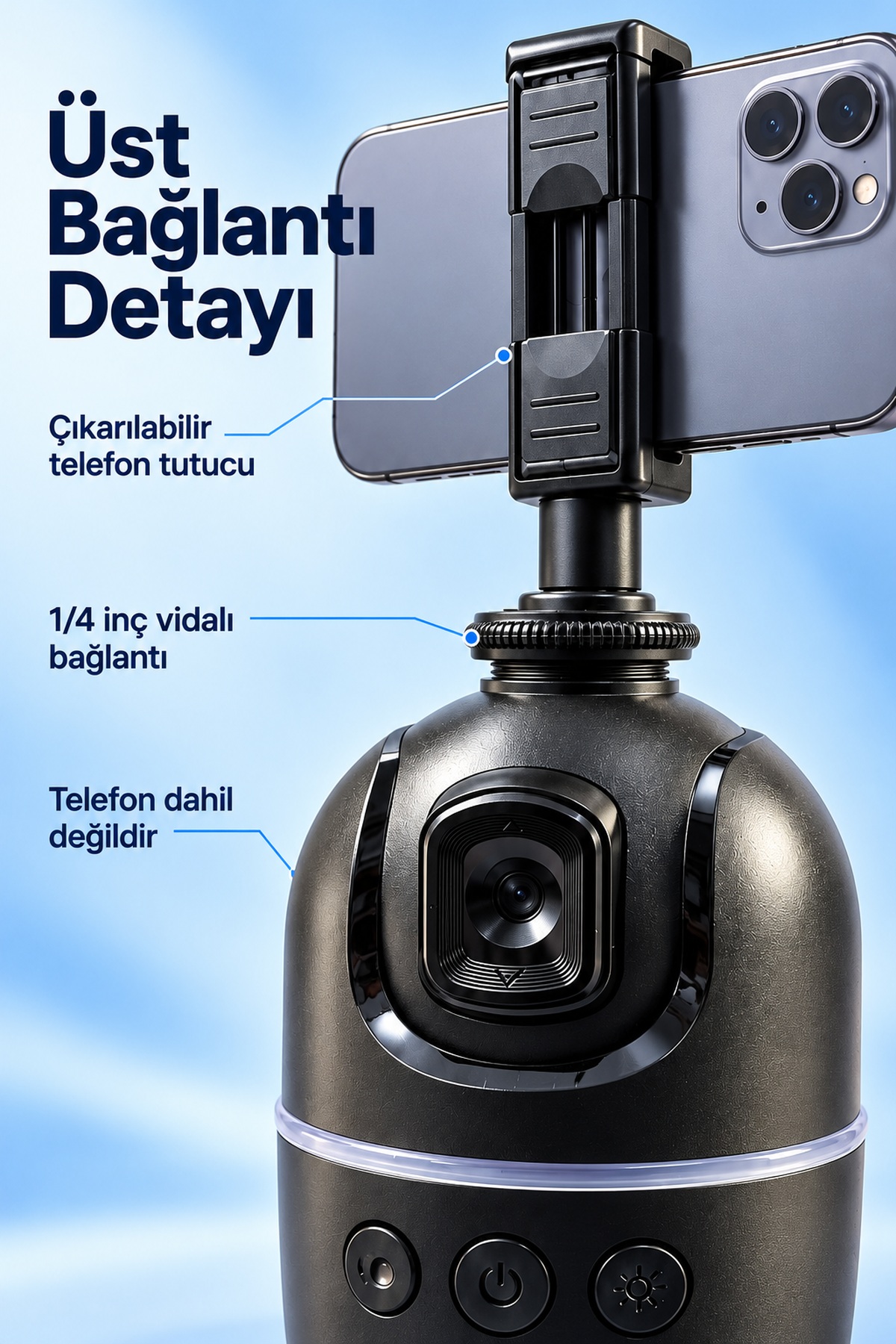 Yüz Takipli Telefon Tutucu El Hareketi Kontrollü Masaüstü Stand