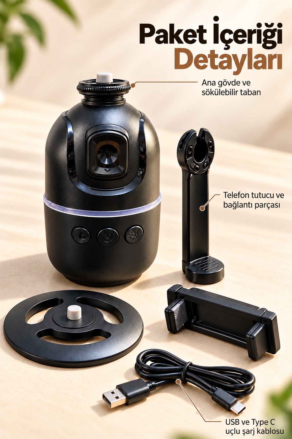 Yüz Takipli Telefon Tutucu El Hareketi Kontrollü Masaüstü Stand