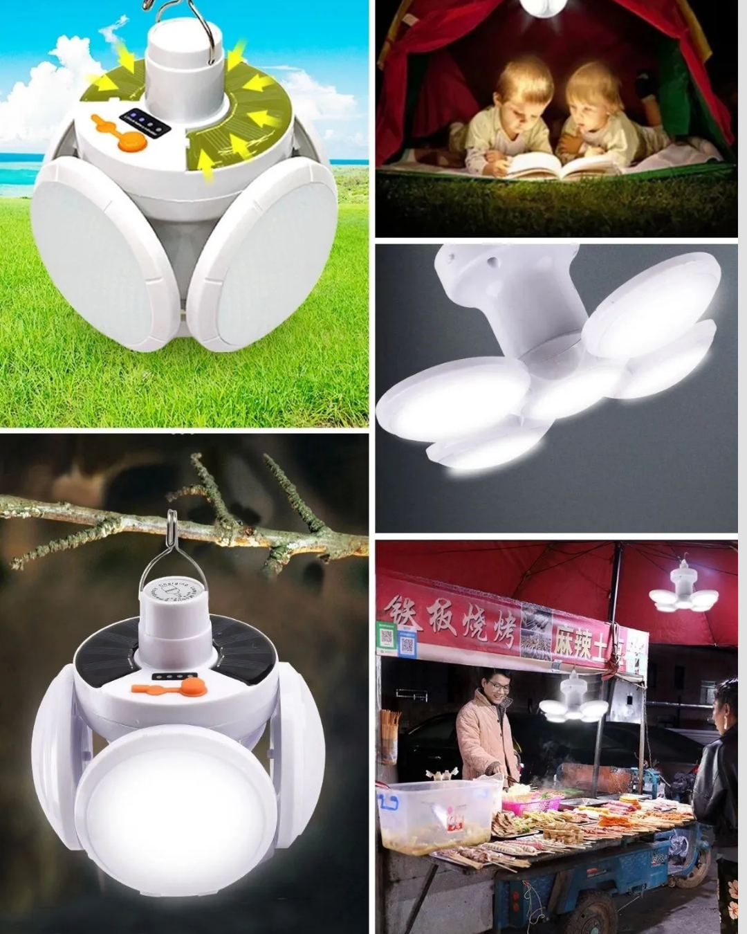 Solar ve USB Şarjlı Su Geçirmez Katlanabilir LED Lamba