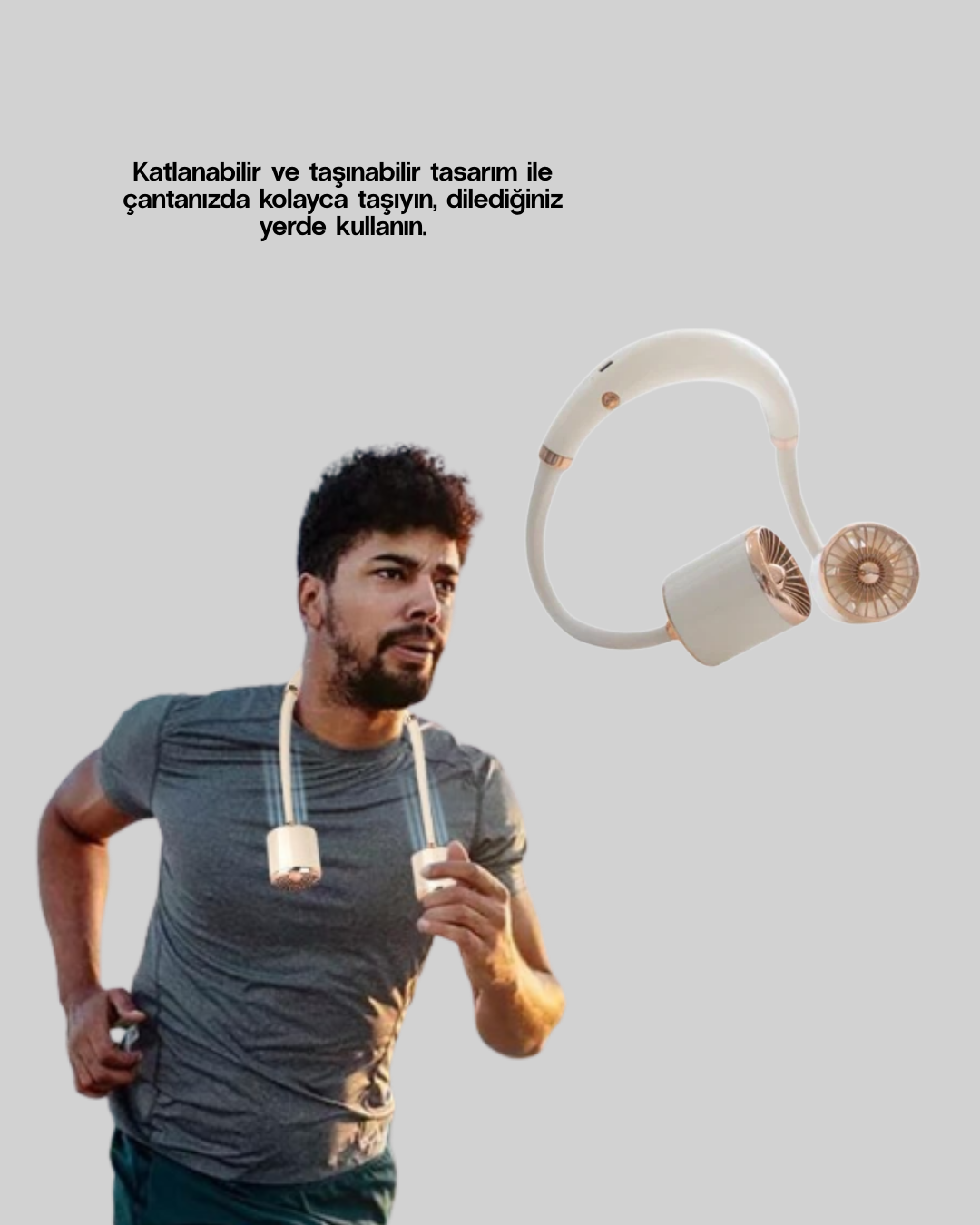 Boyun Askılı Katlanabilir Fan 1000 mAh USB Şarjlı Taşınabilir