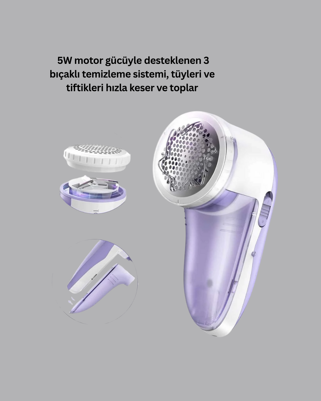 Tüy ve Tiftik Temizleyici – 3 Bıçaklı, 200ml Kapasiteli