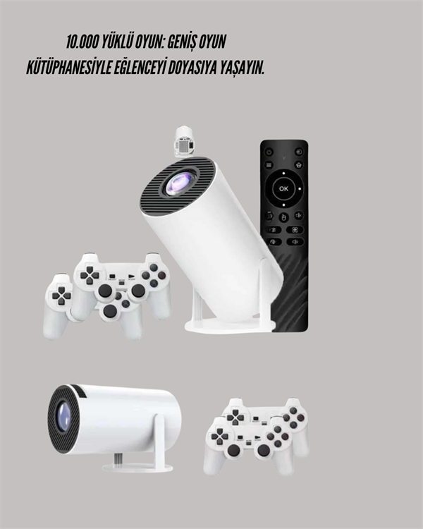 10.000 Oyun Destekli, Çift Kollu 4K Projeksiyon – HDMI, USB, AUX, Ethernet Yok Yeni Nesil