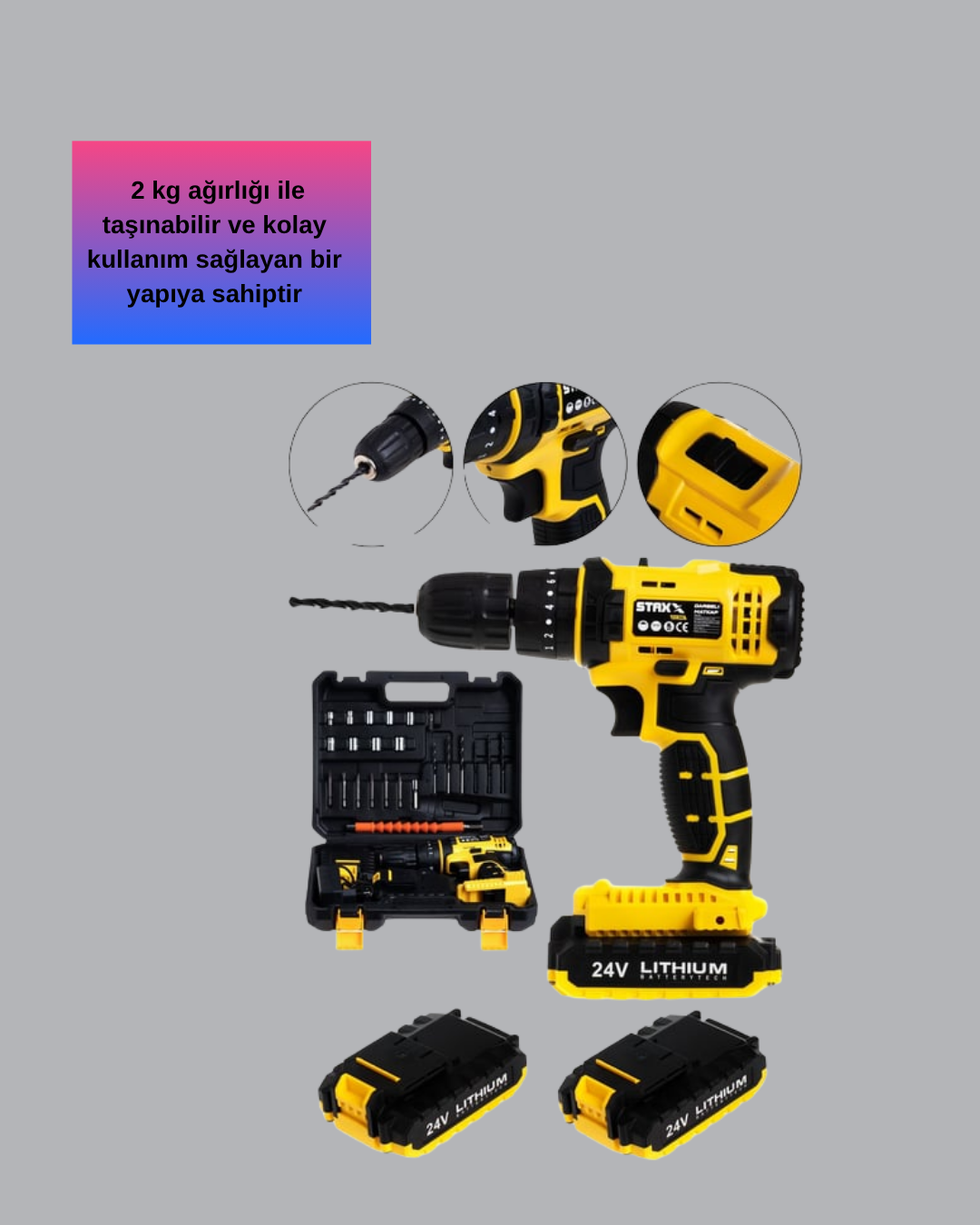 Ergonomik Tasarımlı 12V Matkap | 2 Vitesli, LED Aydınlatmalı ve Dayanıklı