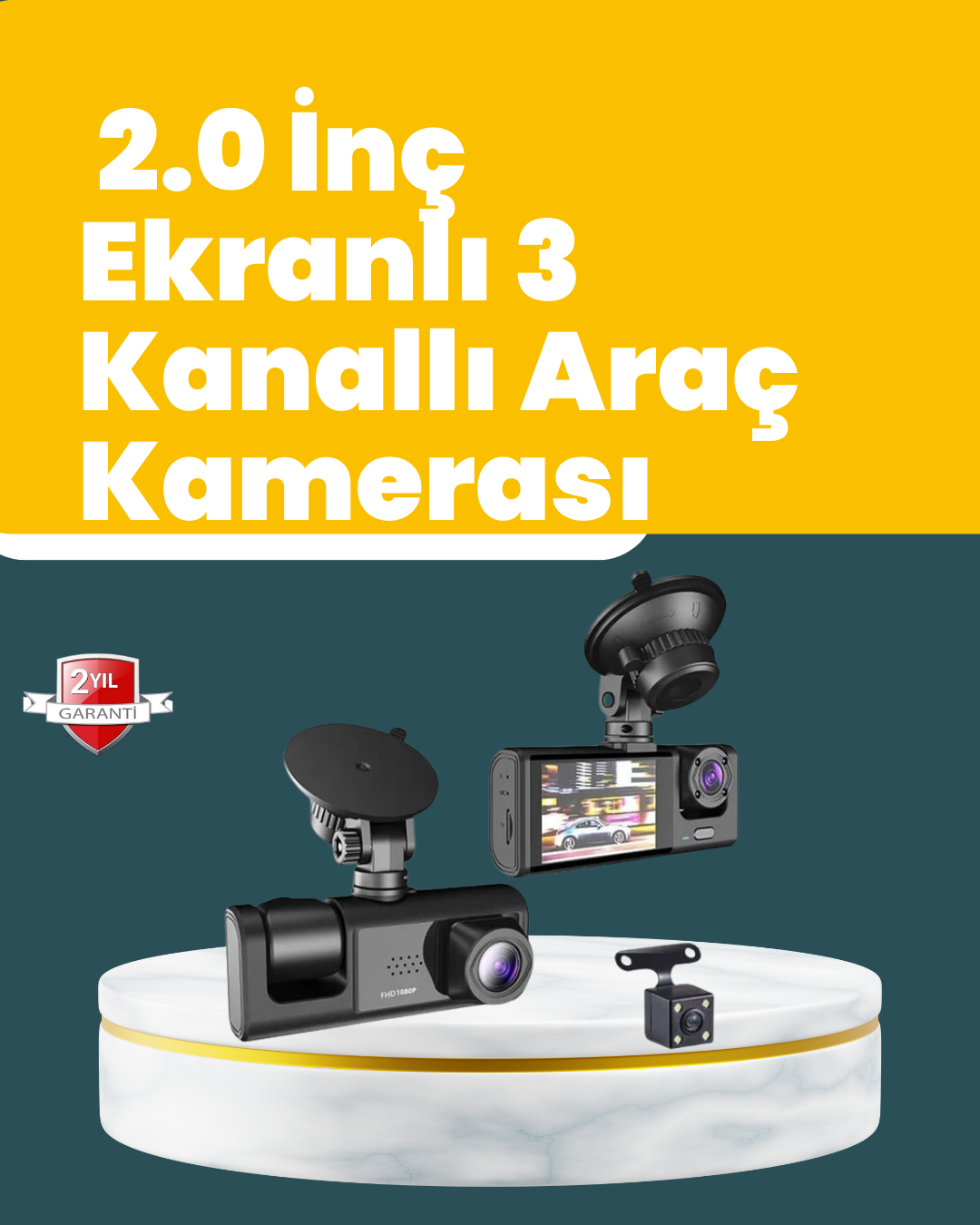 Full HD Çift Yönlü Araç Kamerası  Hareket Algılama  Döngüsel Kayıt