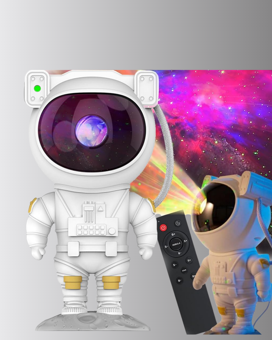 Astronot Şekilli Galaxy Projeksiyon Lambası Nebula Efektli Dekoratif Lamba
