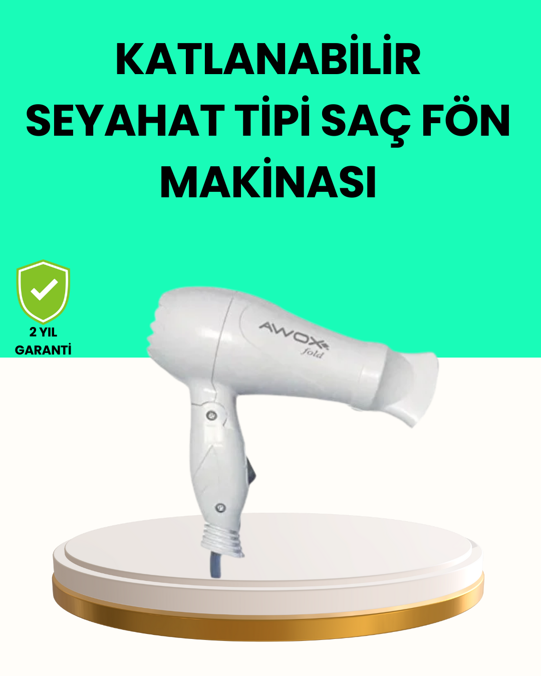 Katlanabilir Seyahat Tipi Saç Kurutma Makinesi Çift Kademeli Ayar