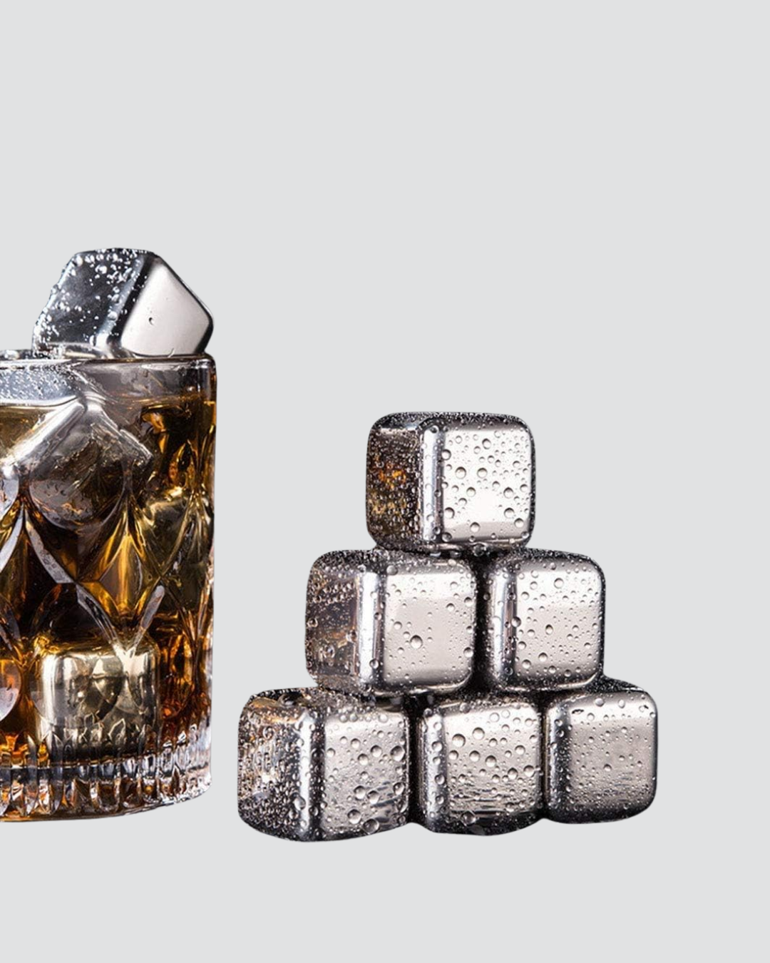 Paslanmaz Metal Buz Küpleri Seti Klipsli Sulandırmadan Soğutma Özellikli