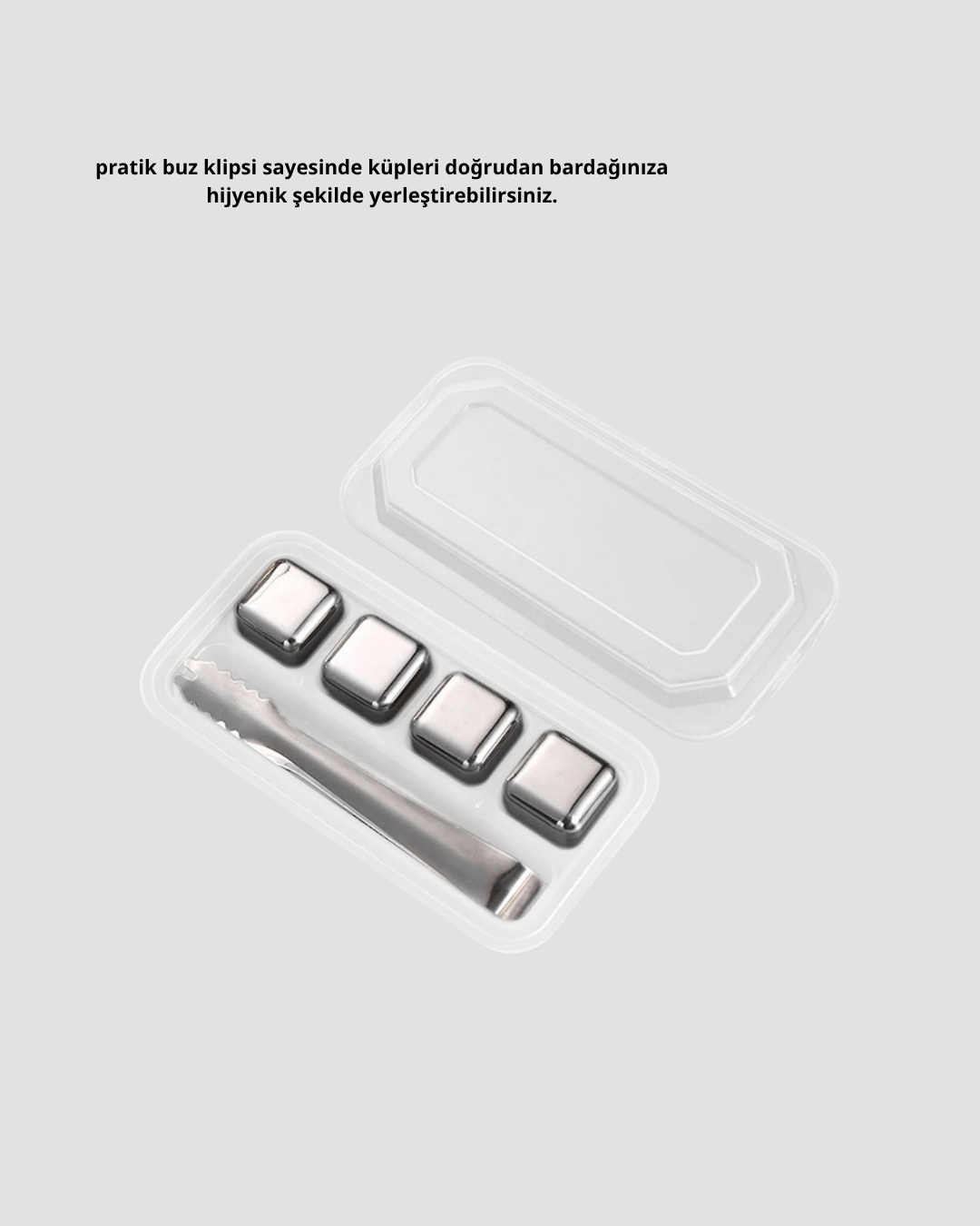 Paslanmaz Çelik Metal Buz Küpü Seti Sulandırmadan Soğutma ve Klips Dahil