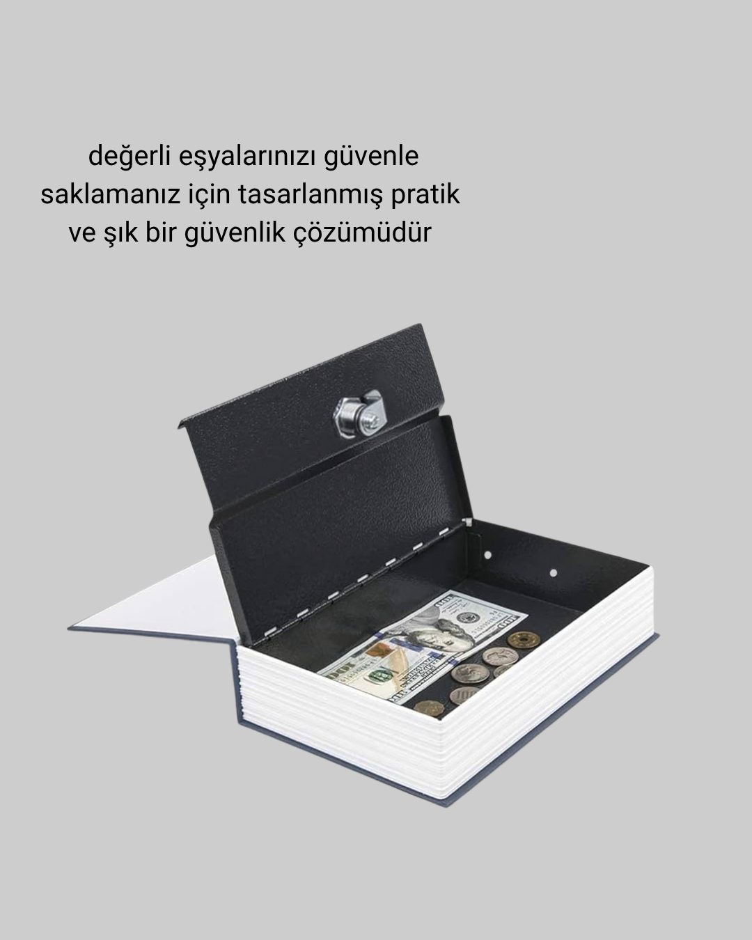 Anahtarlı Gizli Kitap Kasa – Metal İç Yapı, Kamuflajlı Sözlük Tasarım