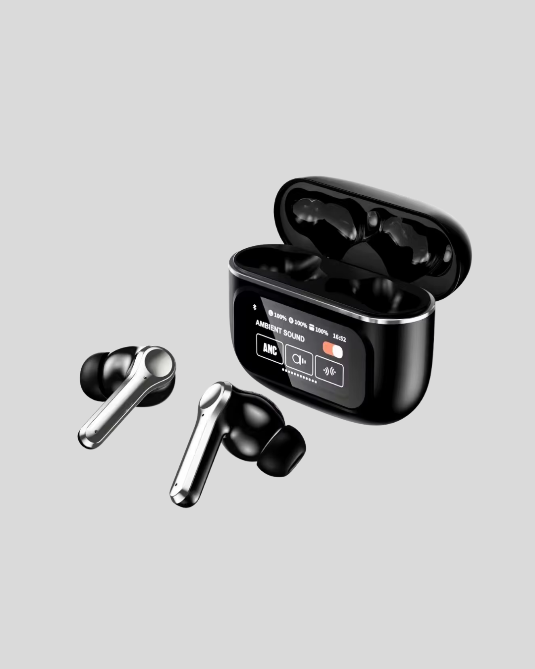 Bluetooth 5.3 ANC Kablosuz Kulaklık – Dokunmatik Kontrol, Dijital Ekran ve Uzun Pil Ömrü