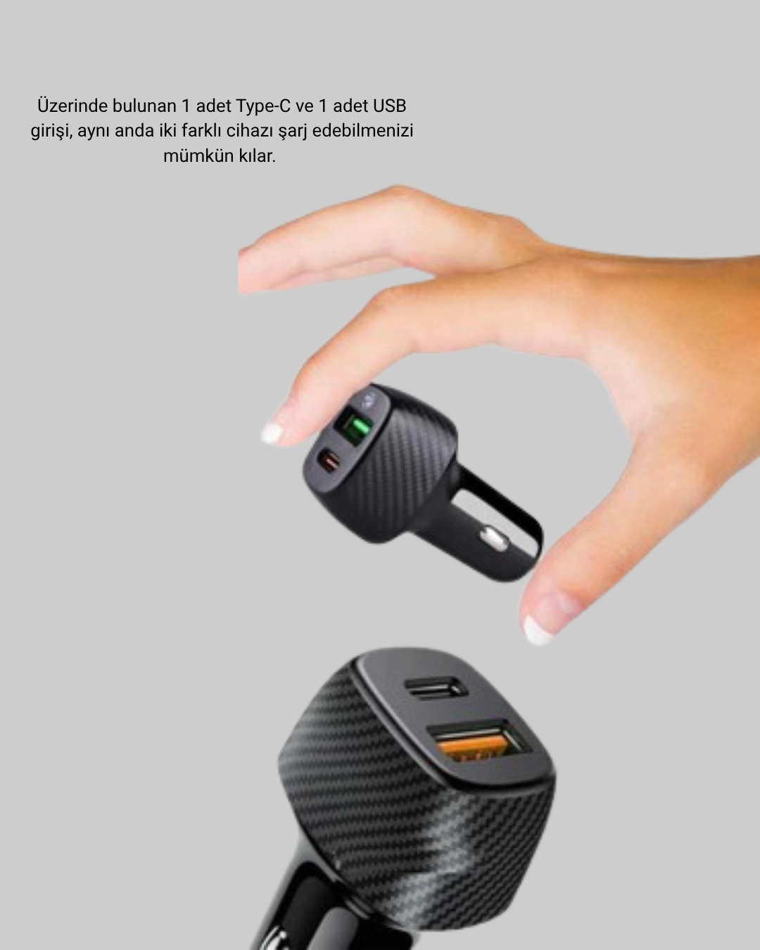PD Destekli 38W Araç Şarj Başlığı Type-C + USB Çift Çıkış Hızlı Şarj