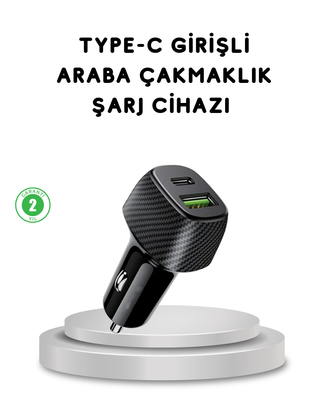 38W Araç Şarj Cihazı Type-C PD USB Hızlı Şarj Çift Port