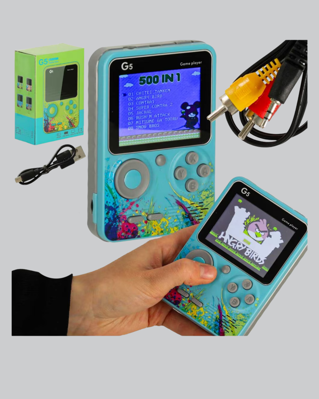 G5 Taşınabilir Retro Game Box 500 Oyunlu Şarjlı Mini Oyun Konsolu