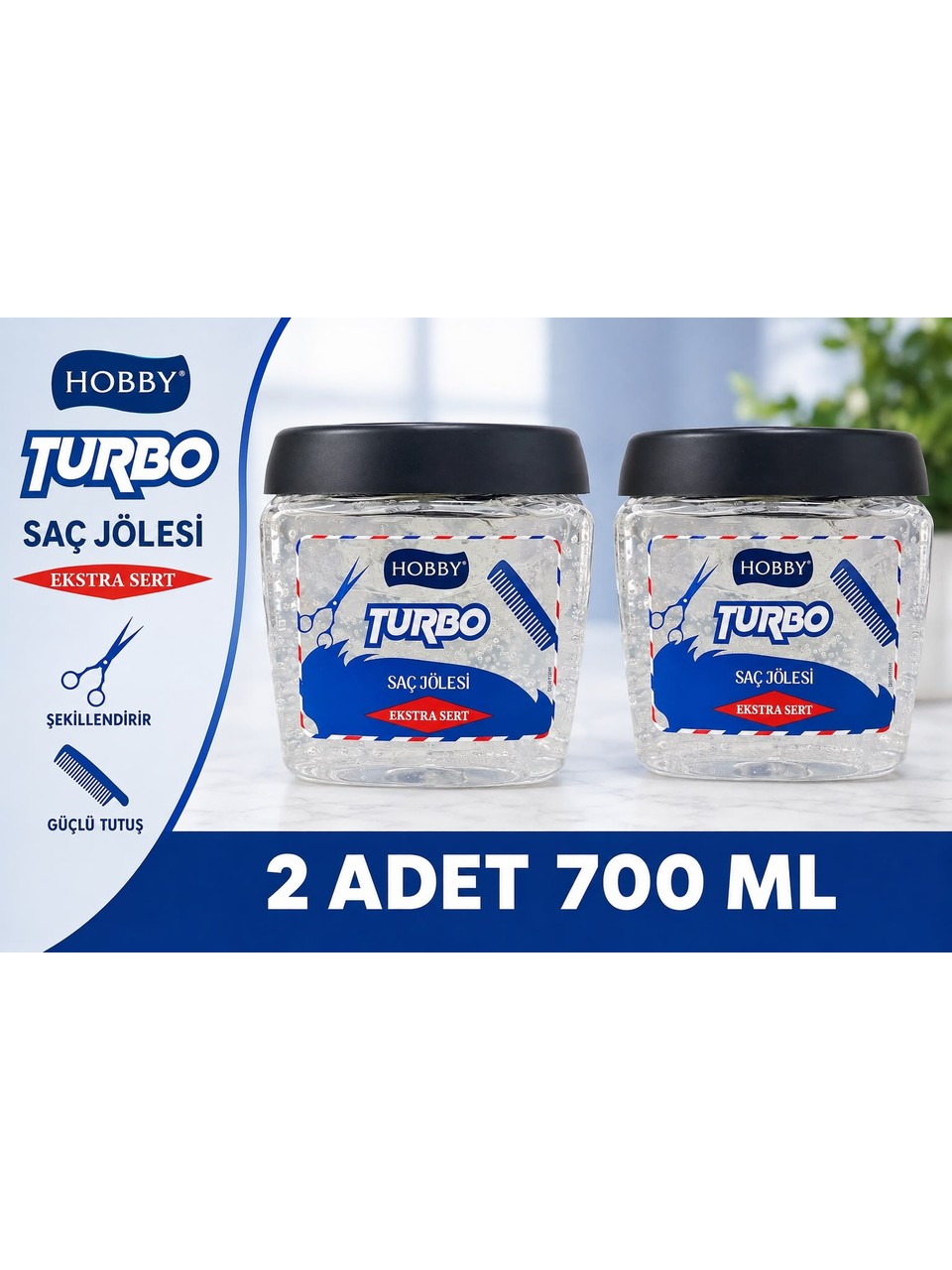 Hobby Turbo Saç Jölesi  Extra Sert Uzun Süre Güçlü Tutuş 700 Ml x 2 Adet