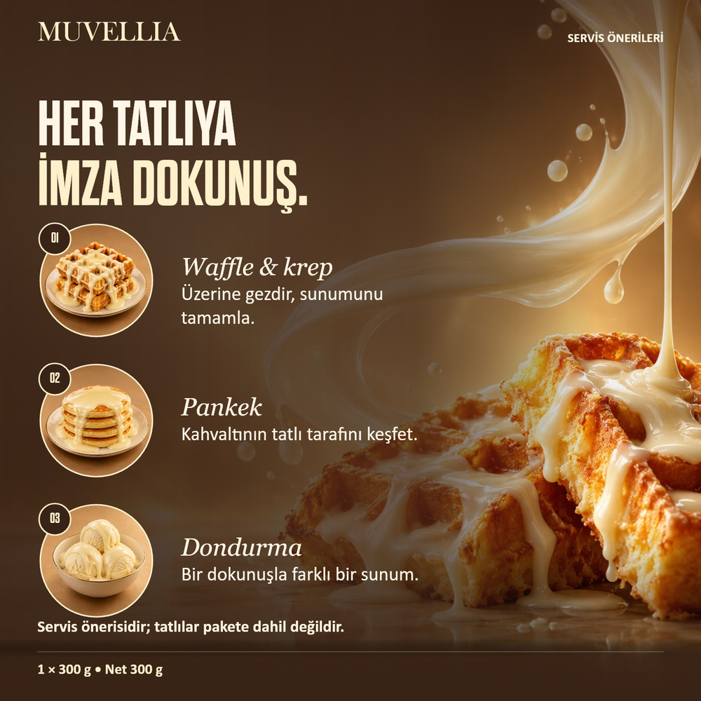 Muvellia Beyaz Çikolata Sosu Waffle Krep Pankek 300 g