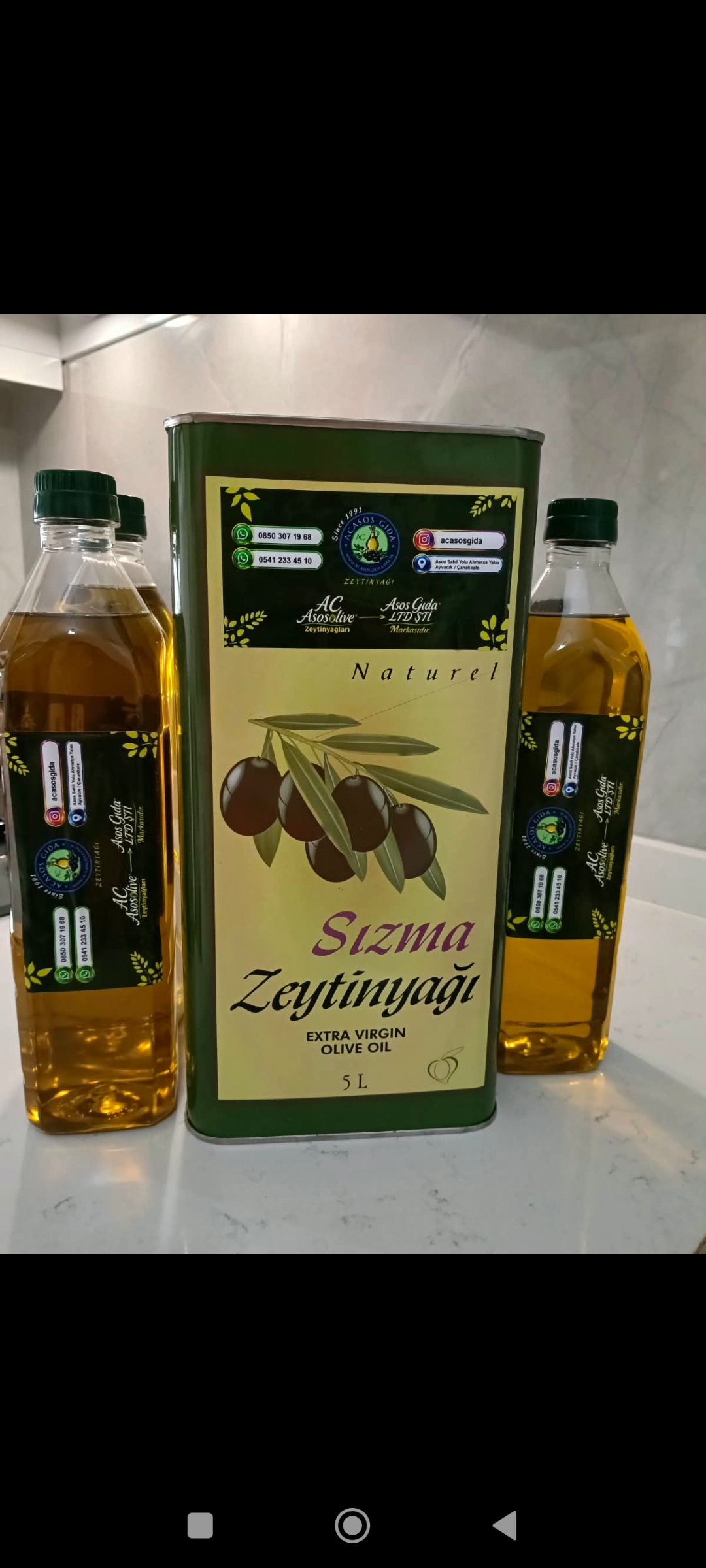 Soğuk sıkım natürel sızma zeytinyağı