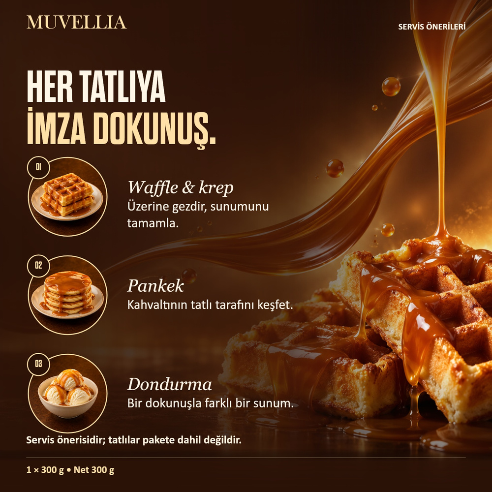 Muvellia Karamel Aromalı Sos Waffle Krep Pankek 300 g