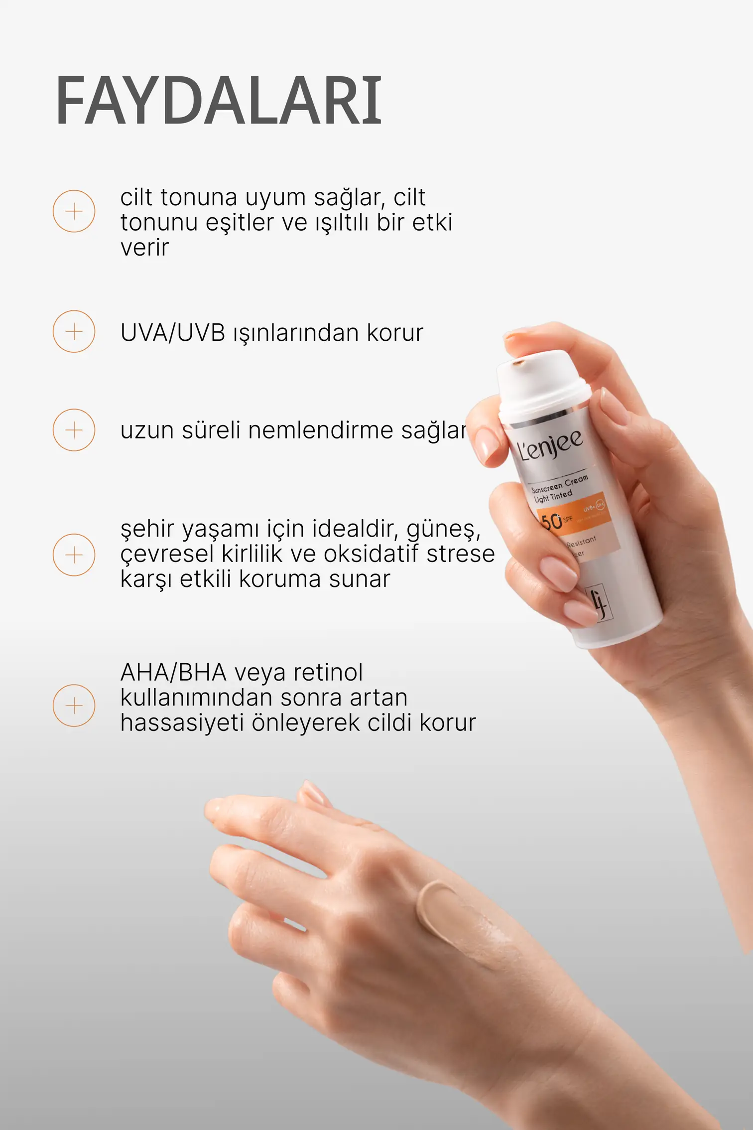 L'enjee Sunscreen Cream Light Tinted 50 spf