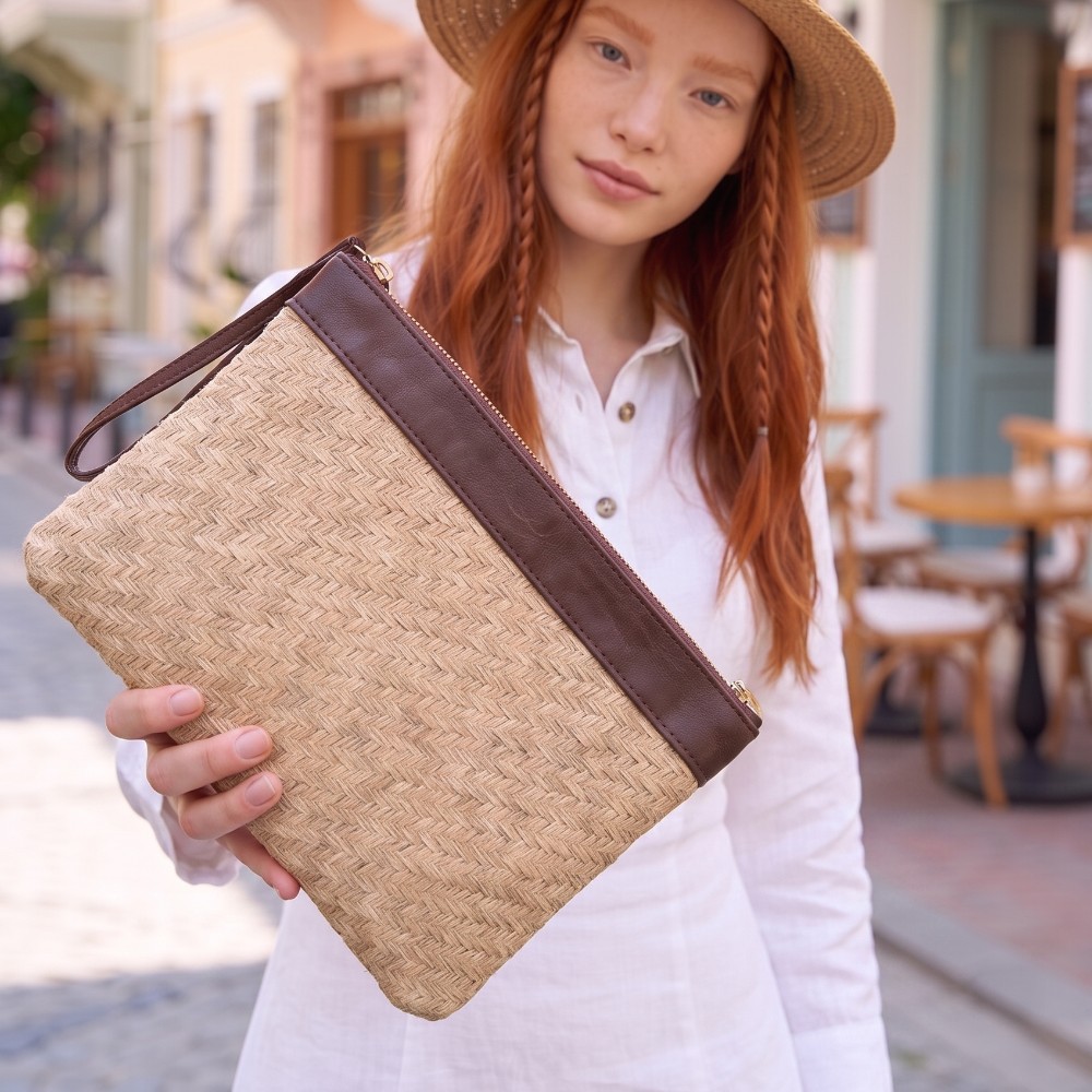 Jolie Hasır Kadın Portföy & Clutch El Çantası Bordo