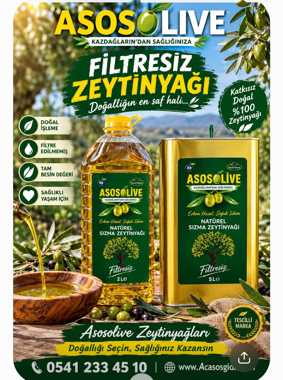 Natürel sızma zeytinyağı