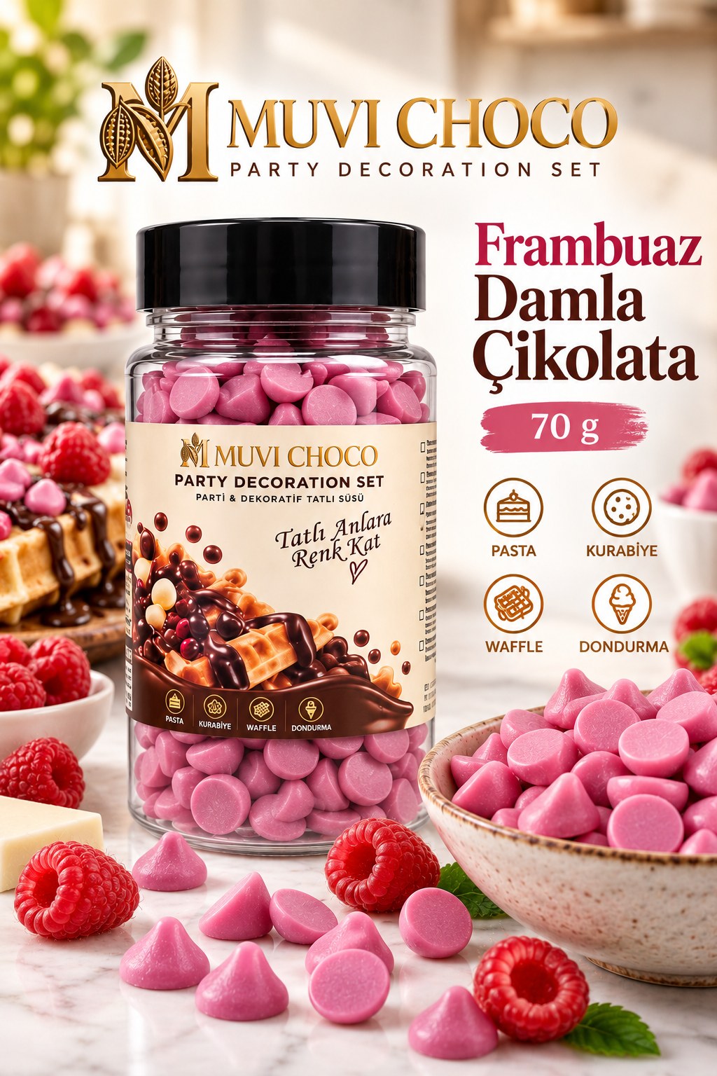 MUVI CHOCO FRAMBUAZ KOKOLİN DAMLA 70G