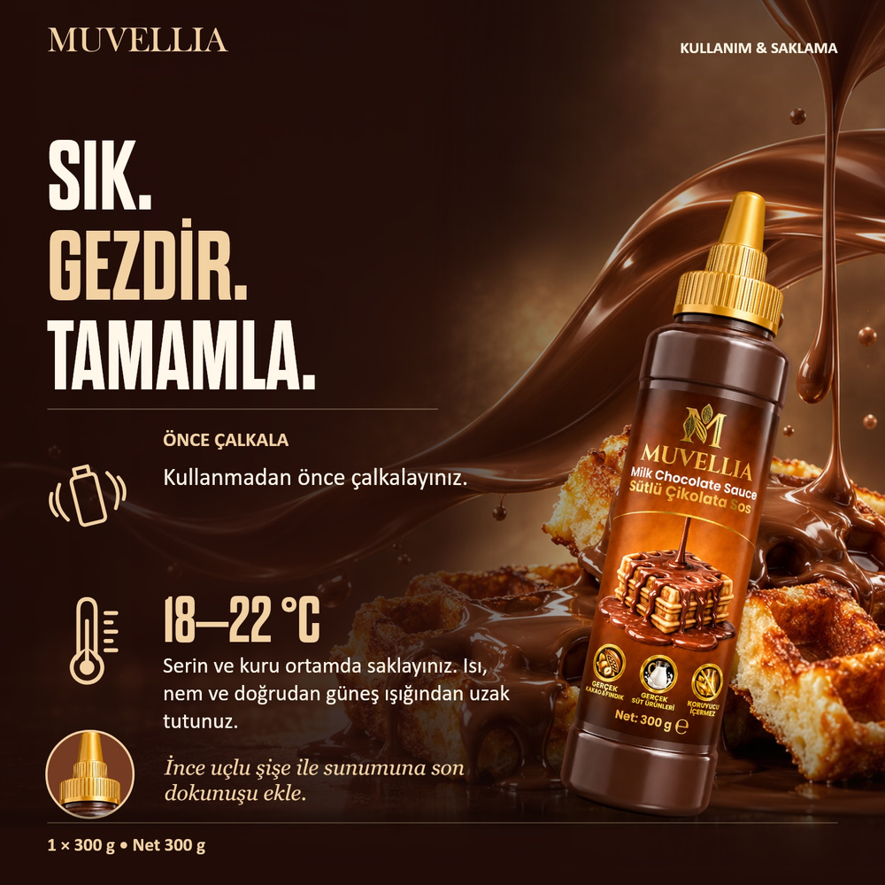 Muvellia Sütlü Çikolata Sosu Waffle Krep Pankek 300 g