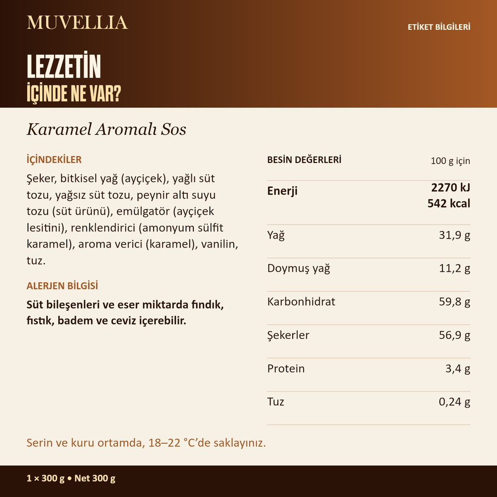 Muvellia Karamel Aromalı Sos Waffle Krep Pankek 300 g
