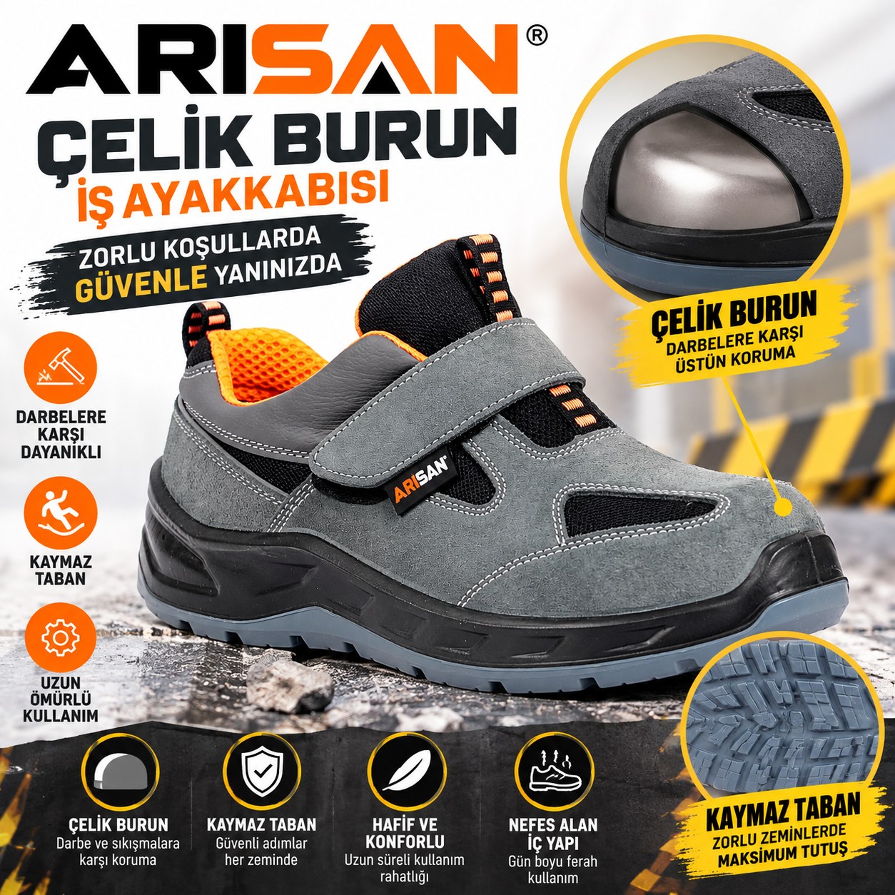ARISAN Çelik Burunlu İş Güvenliği Ayakkabısı