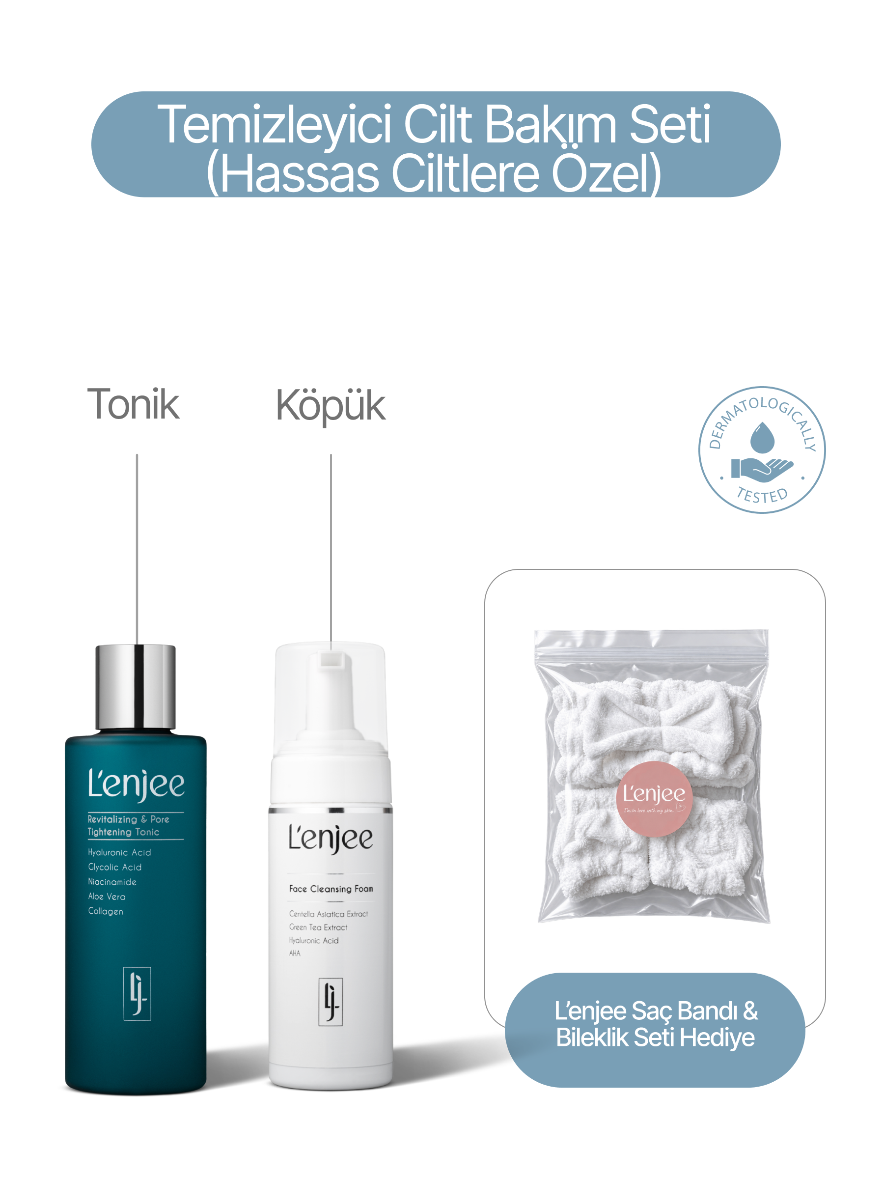 Temizleyici Cilt Bakım Seti - Karma, Kuru Ve Hassas Ciltlere Özel Glikolik Asitli Yüz Temizleme Köpüğü 150 ml ve Gözenek Sıkılaştırıcı Tonik 200 ml 2'li Set