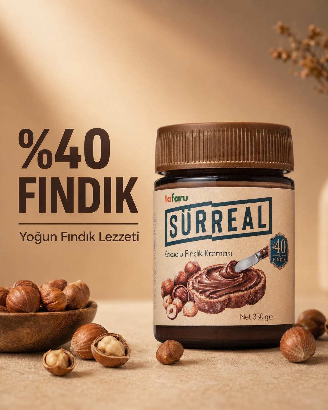 Tafaru Sürreal Kakaolu Fındık Kreması 330g X 3 Adet