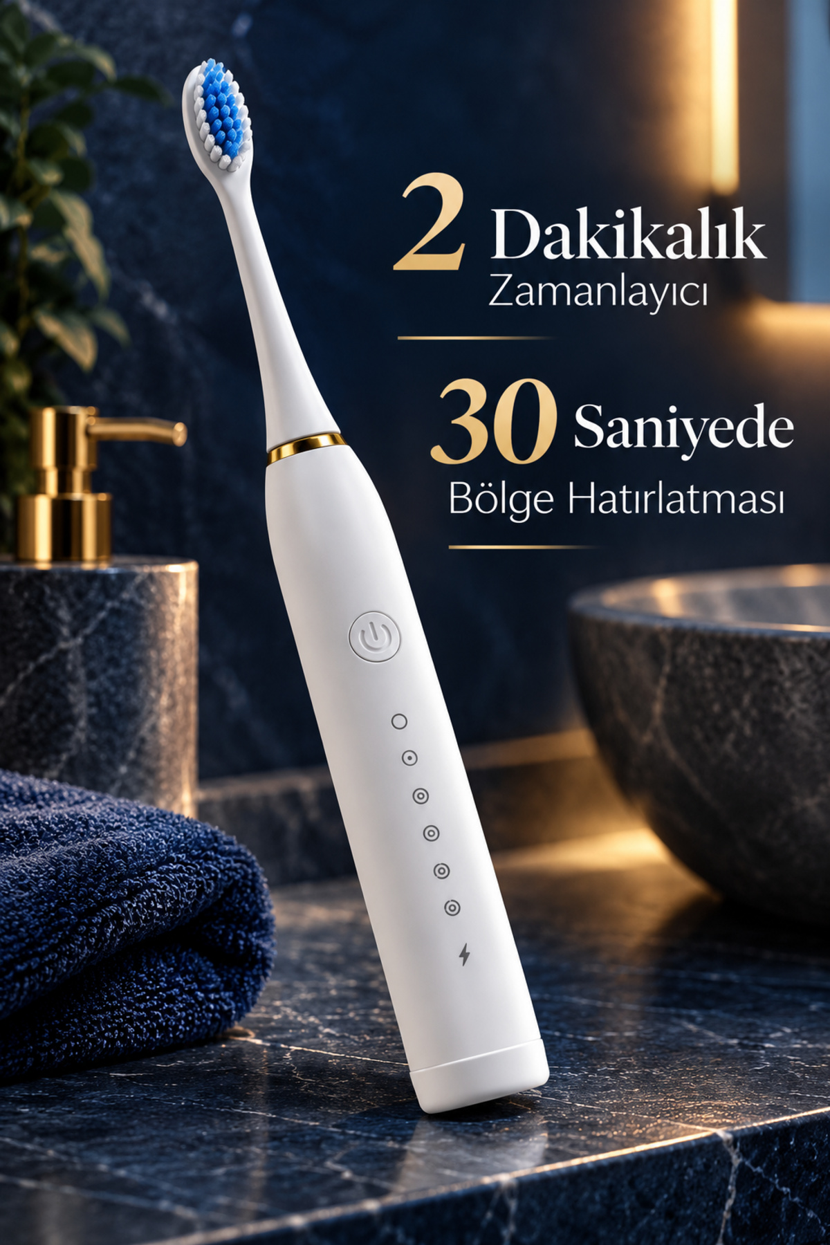 Beyaz Elektrikli Diş Fırçası 3 Yedek Başlıklı