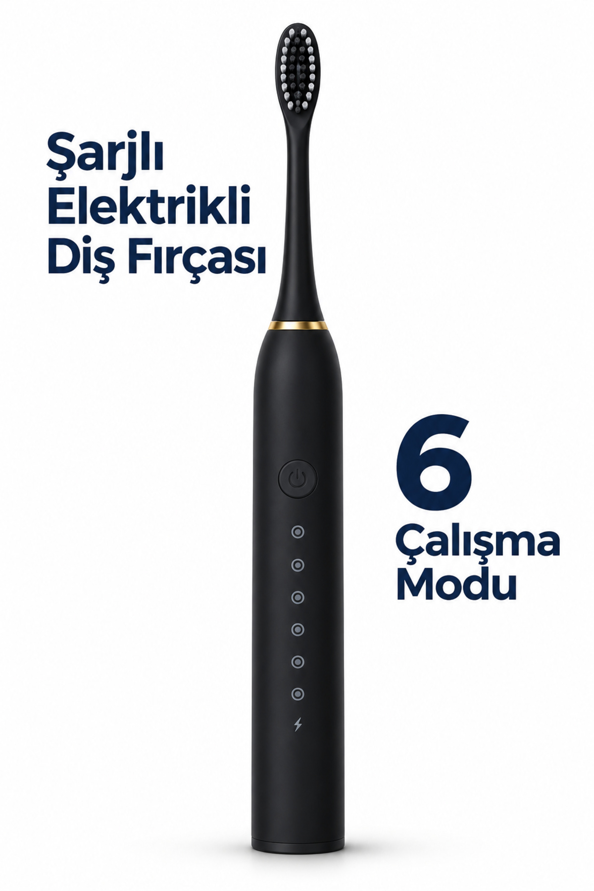 Siyah Şarjlı Elektrikli Diş Fırçası 6 Modlu