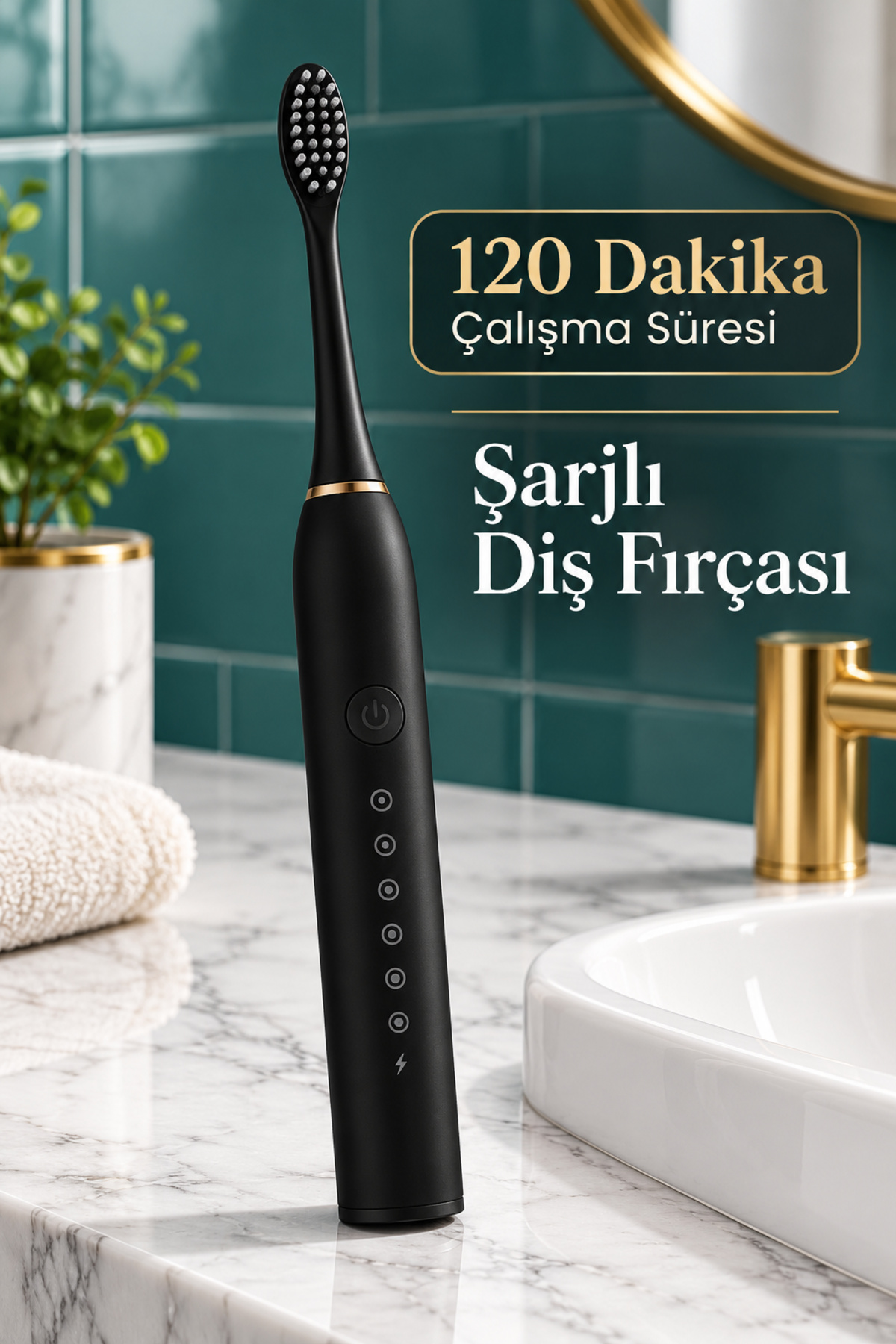 Siyah Şarjlı Diş Fırçası 500 mAh Bataryalı