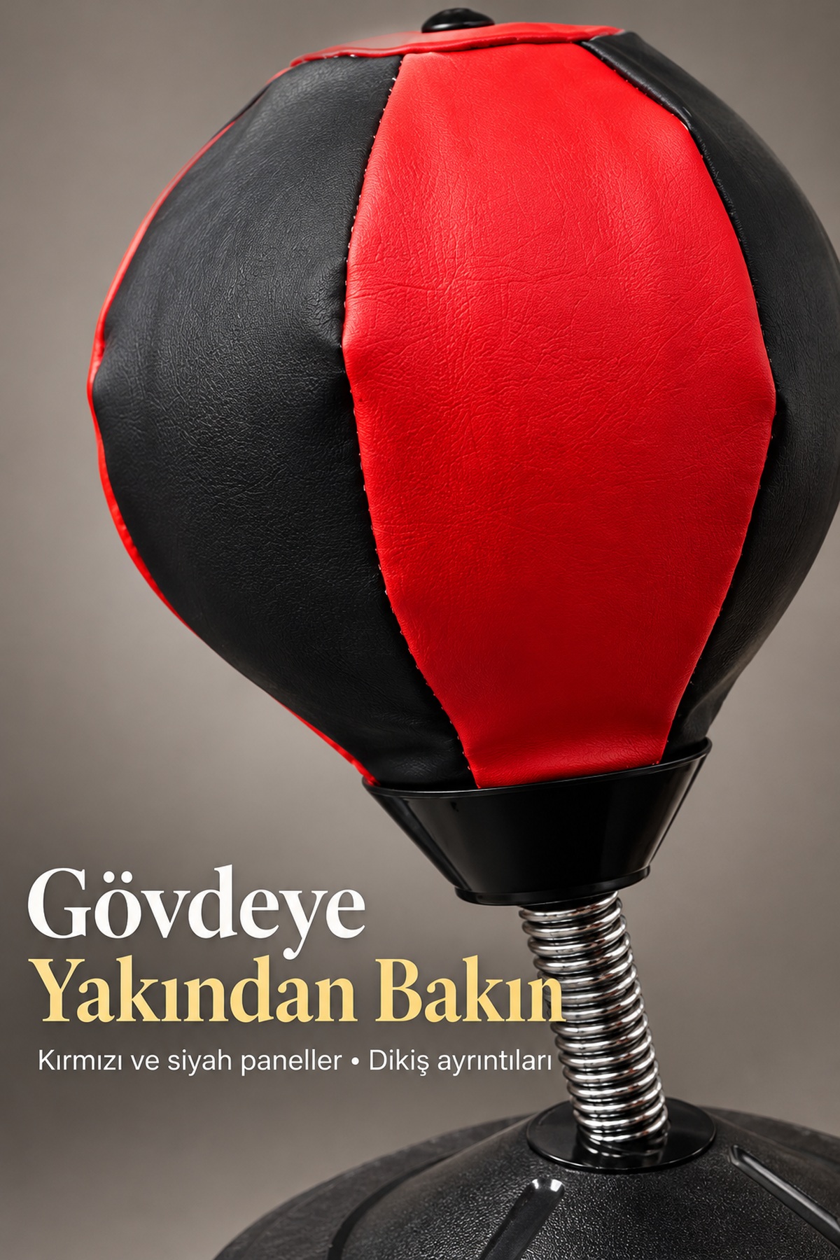 Yaylı Masaüstü Boks Topu Siyah Yuvarlak Tabanlı