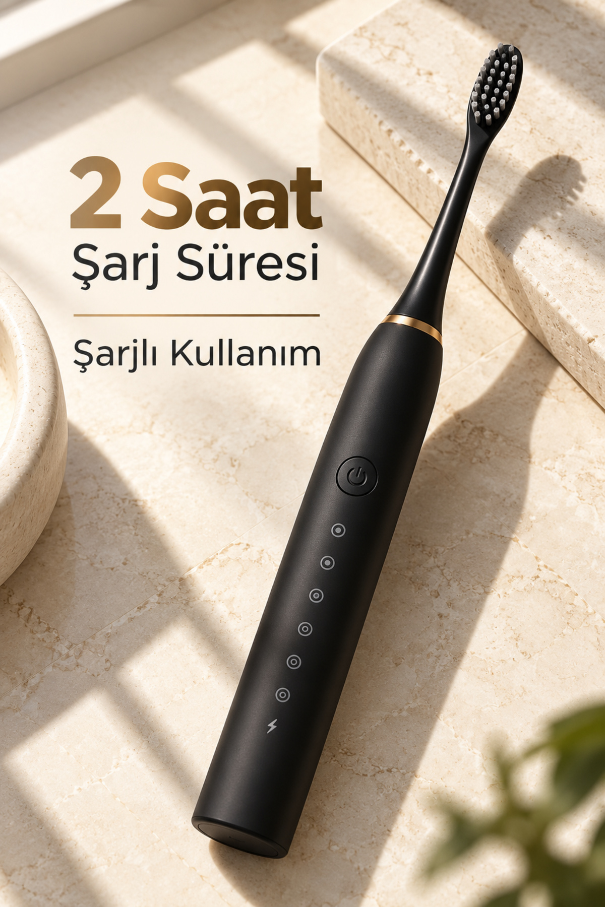 Siyah Şarjlı Diş Fırçası 500 mAh Bataryalı