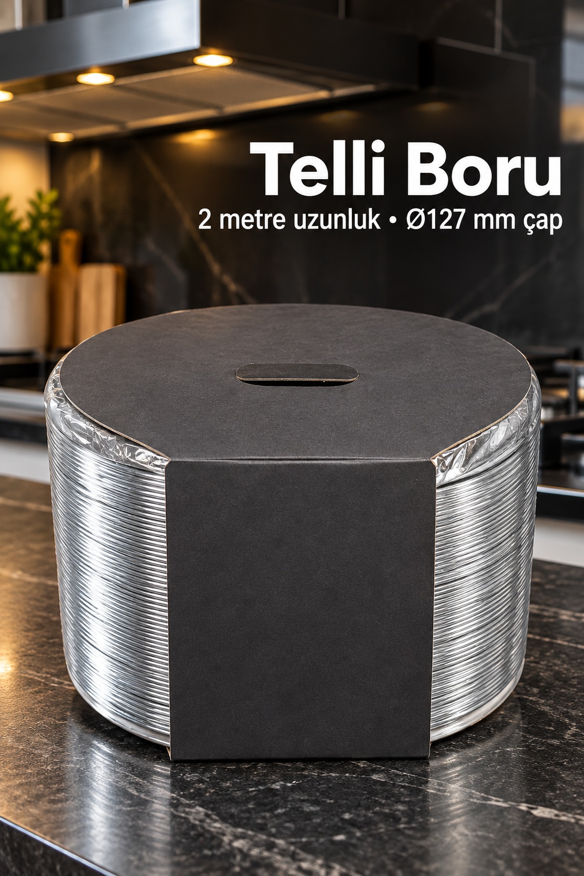 Gümüş Renkli Telli Aspiratör Borusu 3 Metre