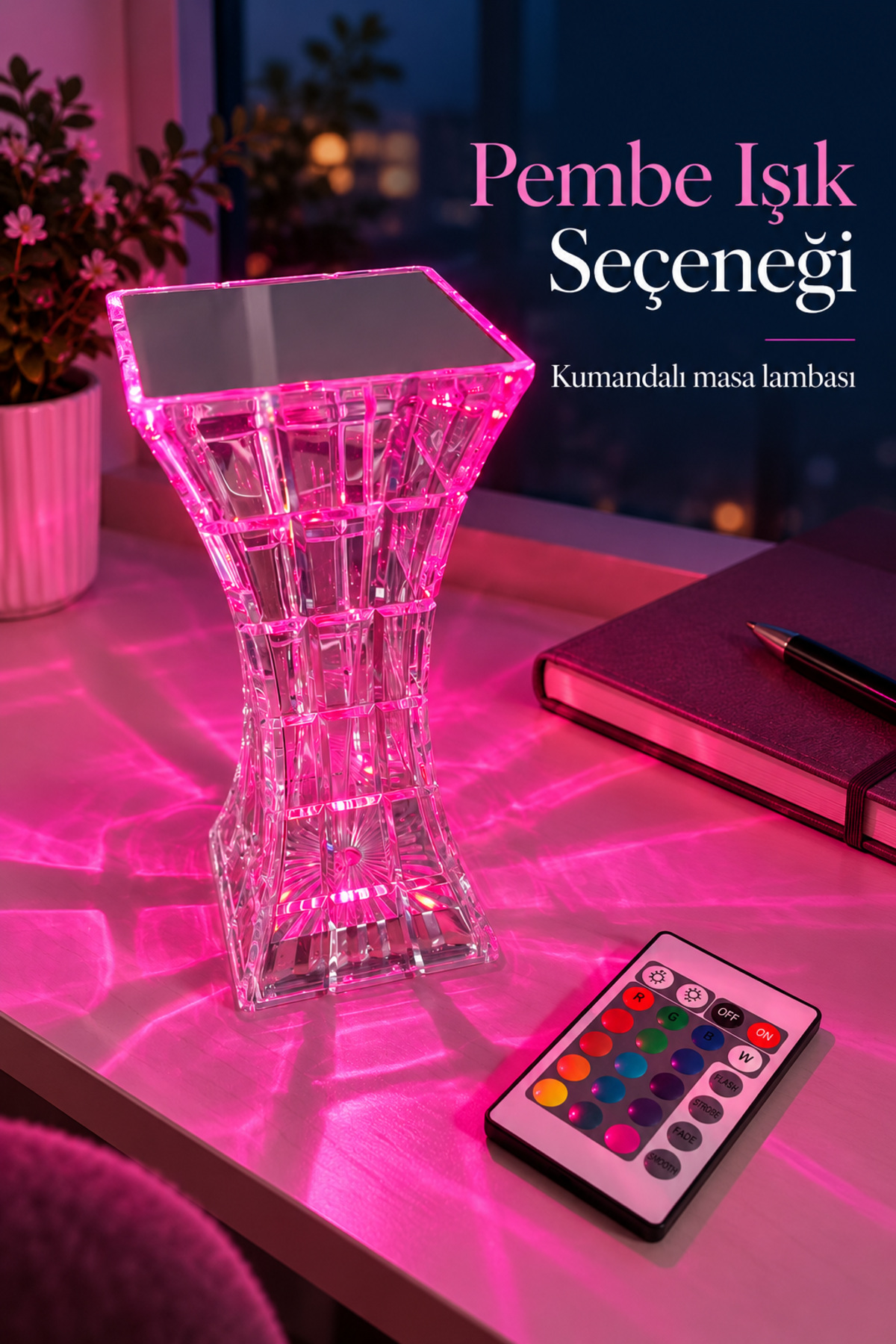Geometrik Gövdeli Parlaklık Ayarlı LED Masa Lambası
