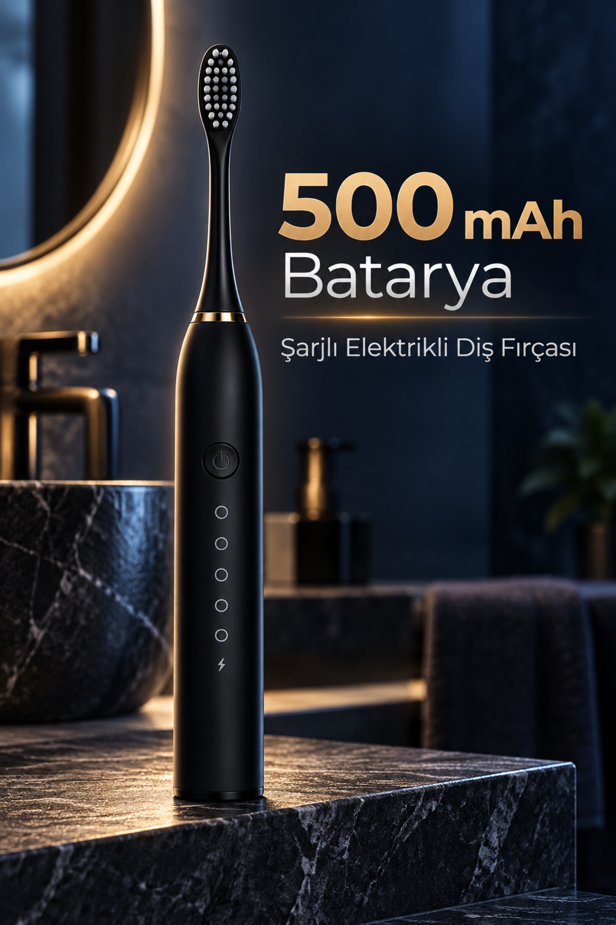 Siyah Şarjlı Elektrikli Diş Fırçası 6 Modlu