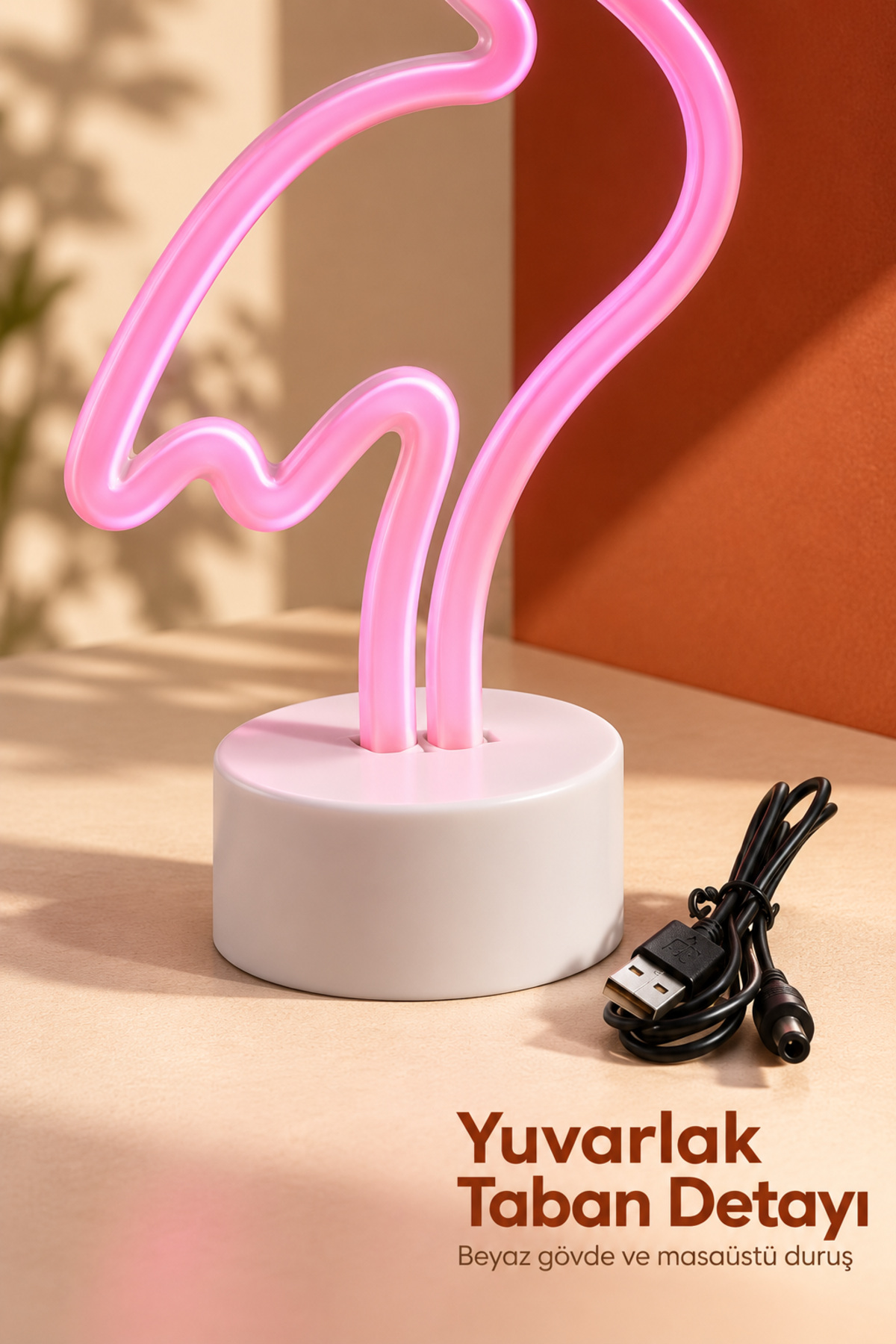 Flamingo LED Lamba USB Kablolu Beyaz Gövdeli