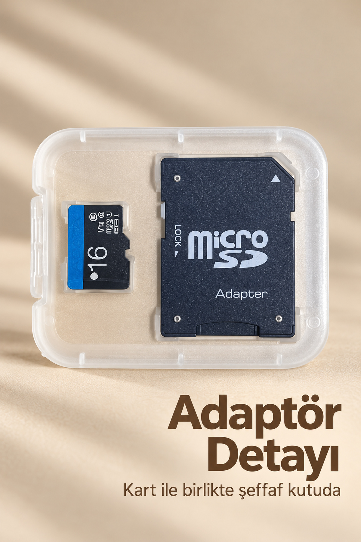 Adaptörlü 16 GB Hafıza Kartı Şeffaf Kutu İçinde