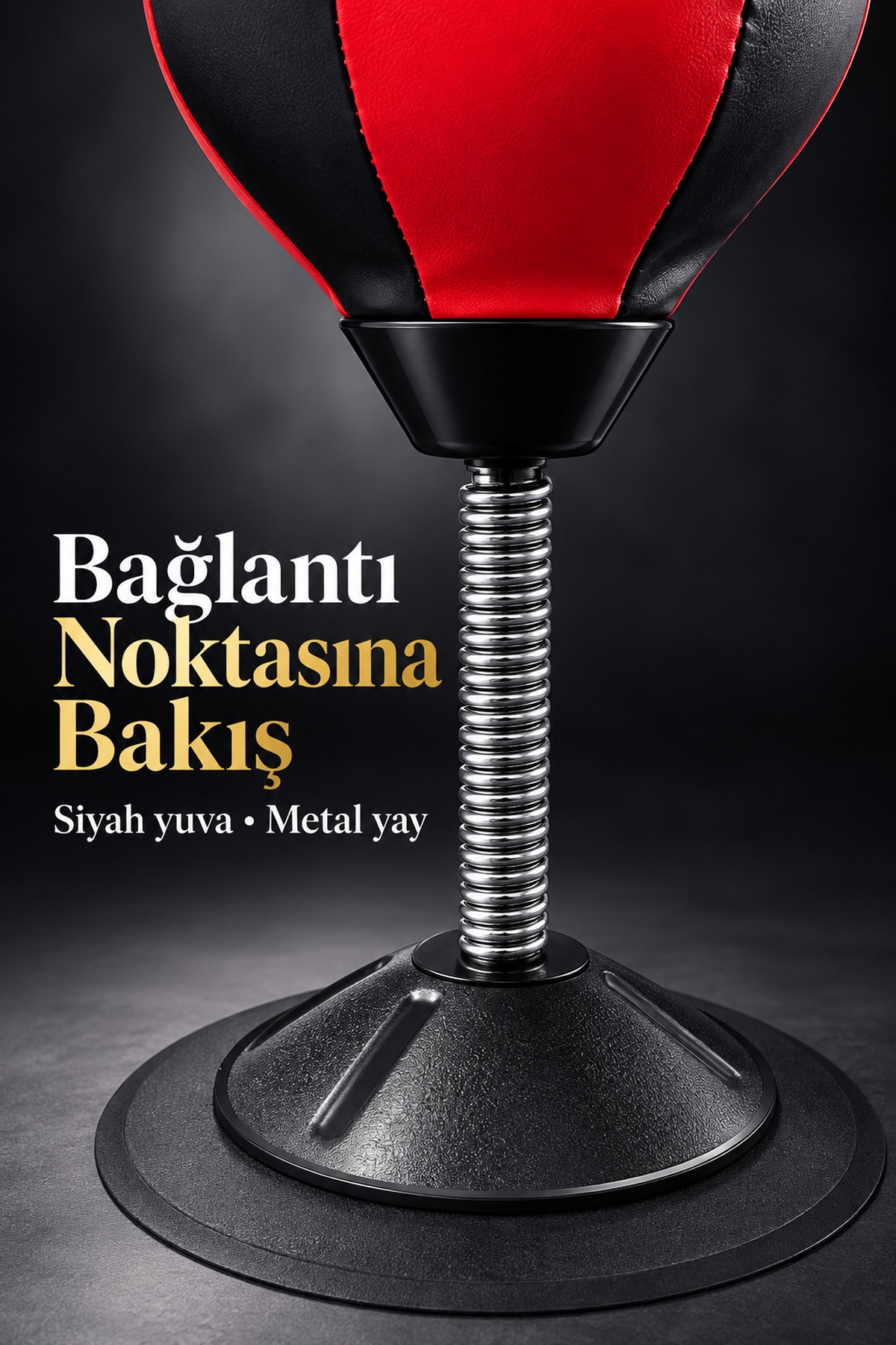 Yaylı Masaüstü Boks Topu Siyah Yuvarlak Tabanlı