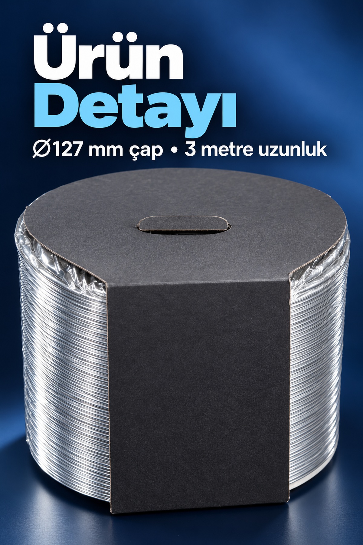 Gümüş Renkli Telli Aspiratör Borusu 3 Metre