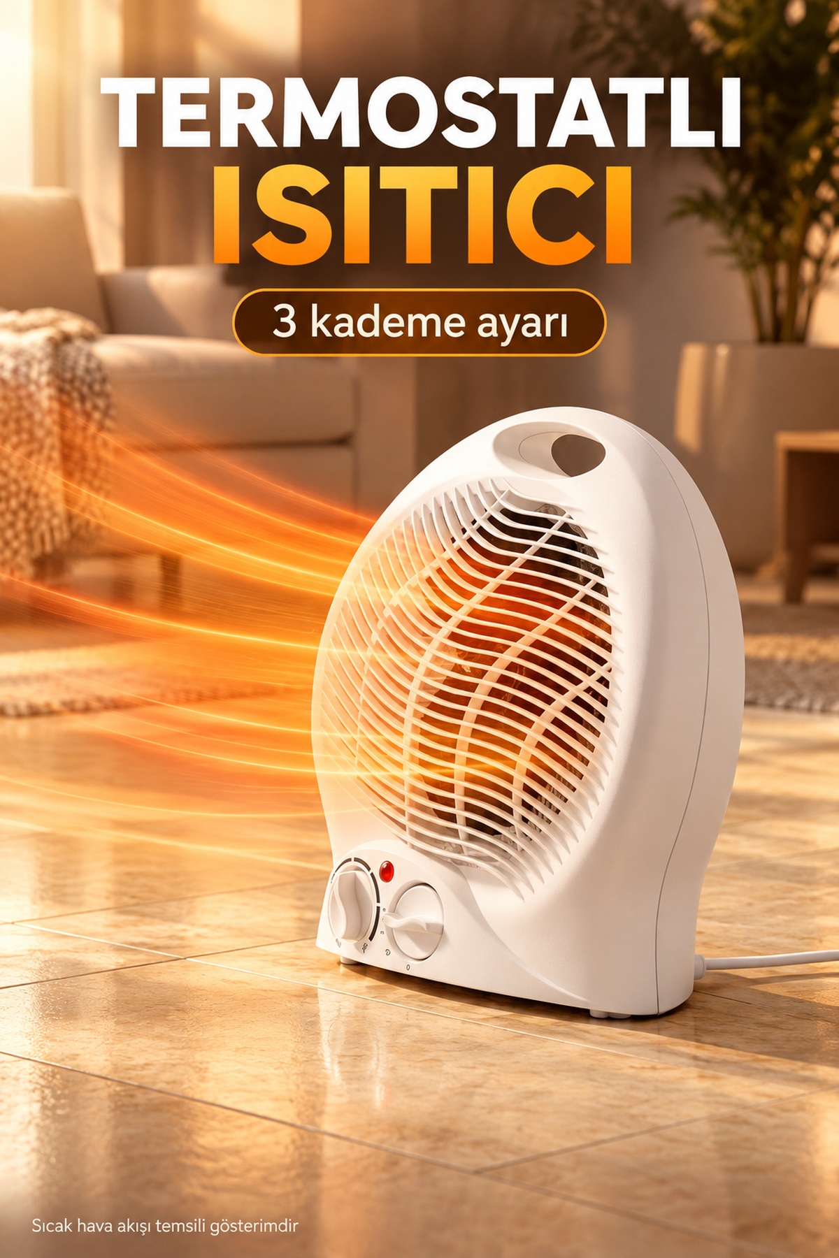 Devrilme Emniyetli 3 Kademe Ayarlı Fanlı Isıtıcı